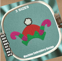 elf hat machine embroidery design | christmas elf hat embroidery patterns | happy christmas day embroidery files
