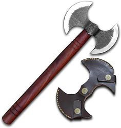 14 inch custom handmade carbon steel viking double head axe - camping, hatchet, survival, hunting, outdoor, throwing,