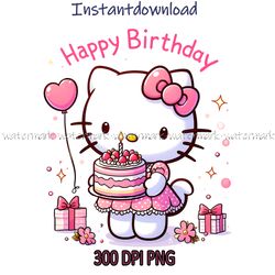 Hello Kitty Happy Birthday Transparent Png, Instantdownload, file for shirt, digital print