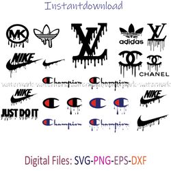 Dripping Logo Bundle Svg, Brand Logo Svg, LV Logo Svg, GG Logo Svg, Chanel Logo Svg, Instantdownload, png, cricut