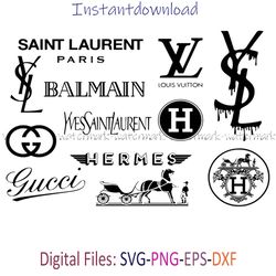 Logo Brand Svg Bundle, Brand Logo Svg, LV Logo Svg, GG Logo Svg, Chanel Logo Svg, Instantdownload, png, cricut