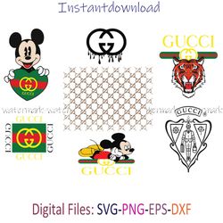Disney Gucci Logo Bundle Svg, Brand Logo Svg, LV Logo Svg, GG Logo Svg, Chanel, file for cricut, Instantdownload, png