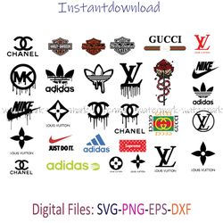 Dripping Logo Bundle Svg, Brand Logo Svg, LV Logo Svg, GG Logo Svg, Chanel Logo, file for cricut, Instantdownload, png