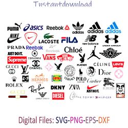 Logo Brand Svg Bundle, Brand Logo Svg, LV Logo Svg, GG Logo Svg, Chanel Logo Svg, file for shirt, Instantdownload, png