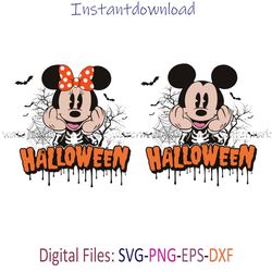 Mickey and Minnie Halloween Skeleton Svg, disney halloween svg, disney halloween party, Minnie SVG, Scary Mickey cricut