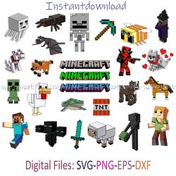 Minecraft Bundle SVG, Minecraft birthday svg, Minecraft party, Steve minecraft, Creeper Svg, Minecraft Digital Download