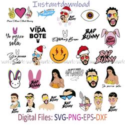 Bad Bunny Bundle Layered SVG, Cricut file, Cut files, Layered digital vector file, Digital download, Instantdownload png