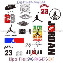 Jordan Logo Bundle Layered SVG, Jordan Cricut file, Cut files, Swoosh digital vector file, Digital download