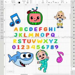 Cocomelon Alphabet Layered SVG, Cocomelon Alphabet Cricut file, Cut files, Cocomelon Digital download, Png for shirt