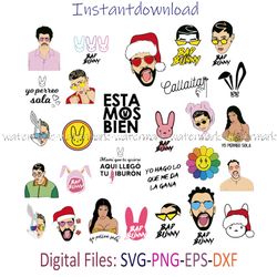 Bad Bunny Layered SVG, Bad Bunny Cricut file, Cut files, Layered digital vector file, Digital download, png for shirt