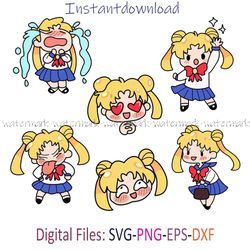 Sailor Moon Bundle SVG, Sailor Moon Cricut file, Sailor Moon Cut files, Sailor Moon Layered digital vector file