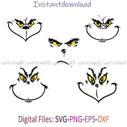 Grinch Face SVG bundle, bundle Grinch Face, Grinch Face cricut, shirt png, Instantdownload