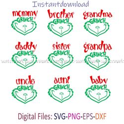 Grinch Family SVG, Grinch Face SVG bundle, bundle Grinch Face, Grinch Face cricut, shirt png, Instantdownload