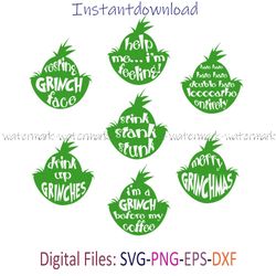 Grinch Head - Grinch Family SVG, Grinch Face bundle, bundle Grinch Face, Grinch Face cricut, shirt png, Instantdownload