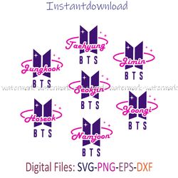 BTS Name Bundle SVG, BTS Name svg, BTS Name cricut, instantdownload