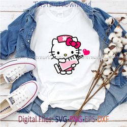 Hello Kitty Nurse with Syringe and Heart digital file, Instantdownload
