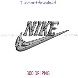 Nike Logo Design with Bone Art Swoosh PNG, Instantdownload