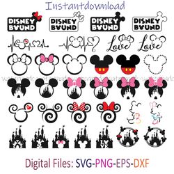Minnie mickey bundle , Minnie SVG, Mickey Head SVG, Mickey Face SVG, Mickey Mouse Cricut SVG, Minni png, Instantdownload