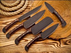 Hand Forged D2 Steel Chef Knife Set with Wangi Wood Handles