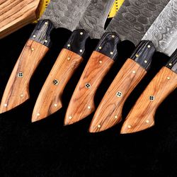 Handmade 5 piece Damascus Steel Chef Knife Set