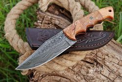 Hand Forged Fixed Blade Knife Camping Knife Olive Wood & Rose Wood Handle