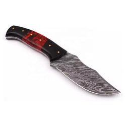 Handmade Damascus Steel Skinner Tactical Knife Survival Knife With Leather Sheath