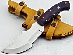CUSTOM HANDMADE D2 STEEL TRACKER KNIFE WITH LEATHER SHEATH