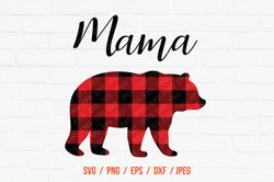 Mama Bear Buffalo Cut FileBear Buffalo, Plaid SVG, Bear Vector File, Bear Clipart