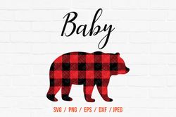 Baby Bear, Buffalo Cut FileBear Buffalo, Plaid SVG, Bear Vector File, Bear Clipart, Little bear svg