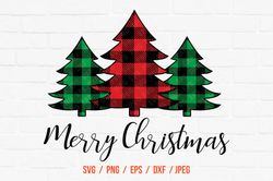 Merry Christmas SVG, Christmas Trees SVG, Christmas Tree, Buffalo Plaid svg