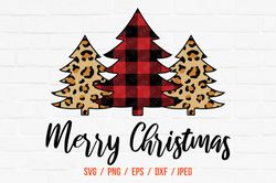 Merry And Bright Svg Christmas Trees Svg Leopard Merry Christmas Svg Buffalo Plaid Tree Svg