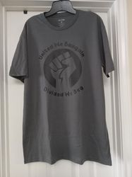 UNION United We Bargain Divided We Beg Graphic Print T-Shirt Large Gray