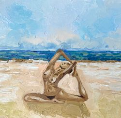 Nude Girl Oil Painting Nude Yoga Girl Original Art Wall Nude Abstract Painting Impasto Nude Woman Original Painting