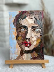 Woman Face Abstract Original Art Woman Face Painting Impasto Woman Face Oil Painting Woman Face Abstract Small Painting