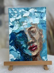 Woman Face Abstract Original Art Woman Face Painting Impasto Woman Face Oil Painting Woman Face Small Painting