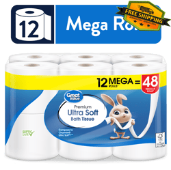 Ultra Soft Toilet Paper, 12 Mega Rolls - N1092