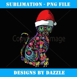 cat sugar skull santa hat christmas puppy pet lover xmas - instant sublimation digital download