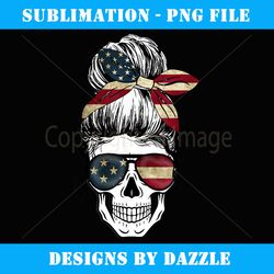 american flag skull lady with hair bow and glasses flag - unique sublimation png download