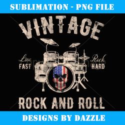vintage drummer american flag skull retro drumming - elegant sublimation png download