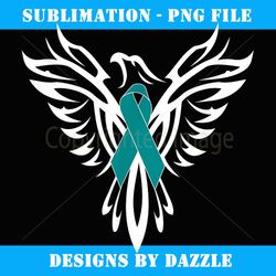 Sexual Assault Awareness Teal Ribbon Phoenix Gift - Retro PNG Sublimation Digital Download