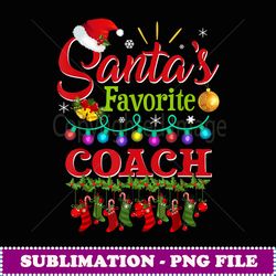 funny santa's favorite coach christmas santa hat light - signature sublimation png file