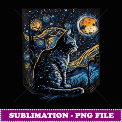 Starry Night Cat Van Gogh Cat Lover Gifts Cat Mom, Cat Dad - Stylish Sublimation Digital Download