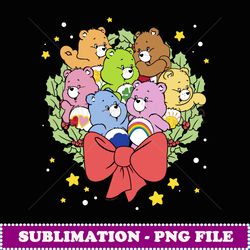 care bears christmas stars holiday wreath group shot - decorative sublimation png file