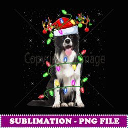 Xmas Holiday Lighting Santa Border Collie Dog Christmas - Decorative Sublimation PNG File