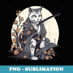 japanese samurai ninja cat kawaii tattoo graphic warrior - professional sublimation digital download