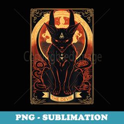 cat devil tarot card graphic illustration - instant png sublimation download