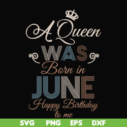 A Queen Was Born In June Happy Birthday To Me svg, png, dxf, eps digital file BD0078