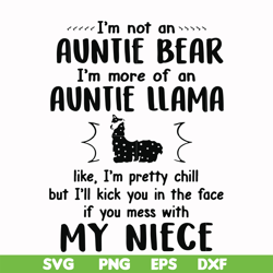 I'm not an auntie bear I'm more of an auntie llama but I'll kick you in the face if you mess with my niece svg, png, dxf