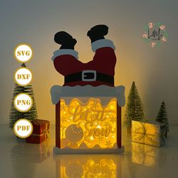 let it snow santa box christmas lantern lantern svg for cricut projects diy, santa box lamp for christmas decor, christm