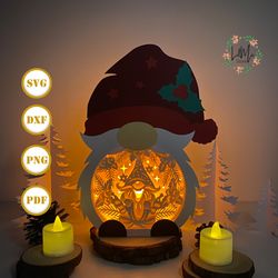 christmas gnome box lantern svg for cricut project diy, gnome box lamp for christmas decor, christmas shadow box